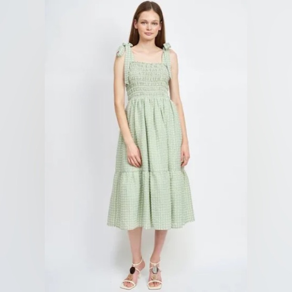 En Saison *NWT*|  Size Small, Sage Green | Smocked Piper Dress,